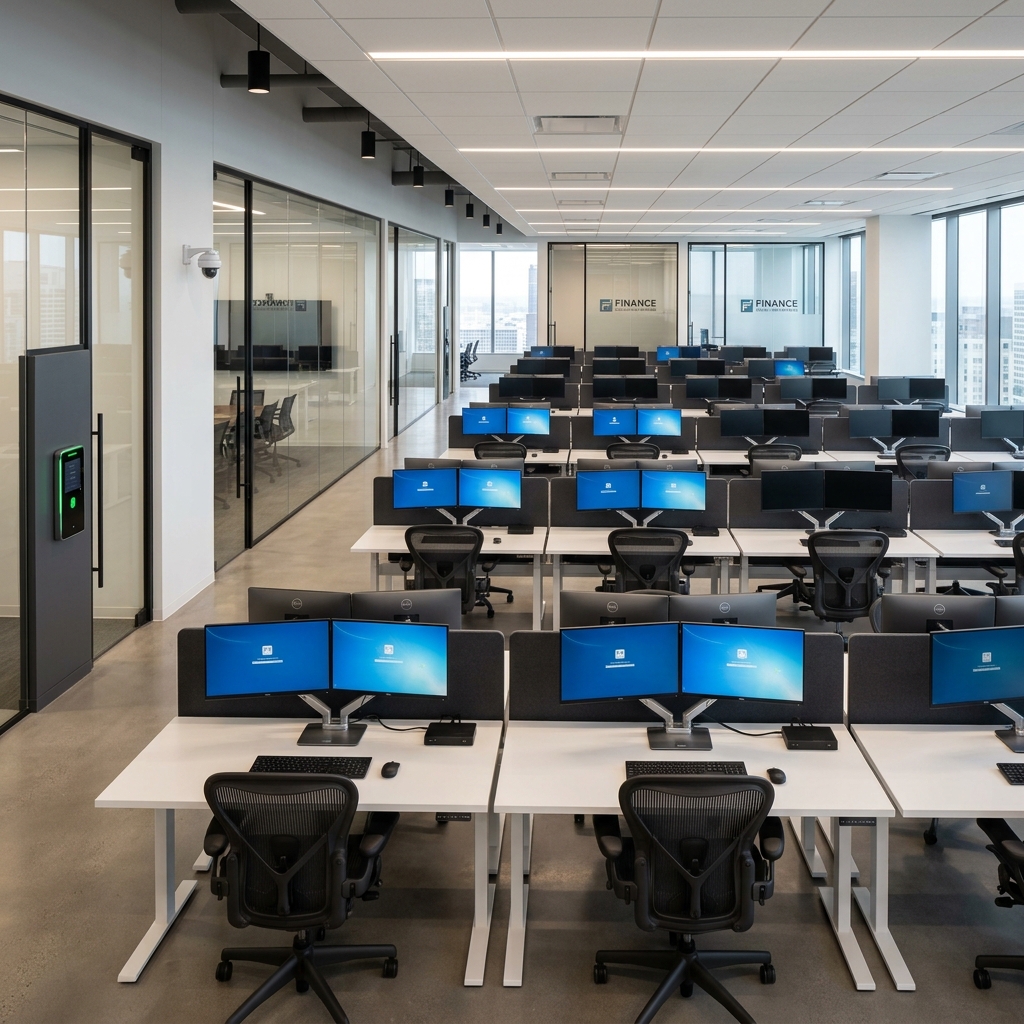 Vance & Cole Zero-Trust Operations Facility — Biometric access, clean desk policy, 24/7 CCTV monitoring